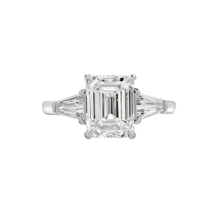 Fez Emerald-Cut Dimaond Ring with Tapered Baguette side-stones