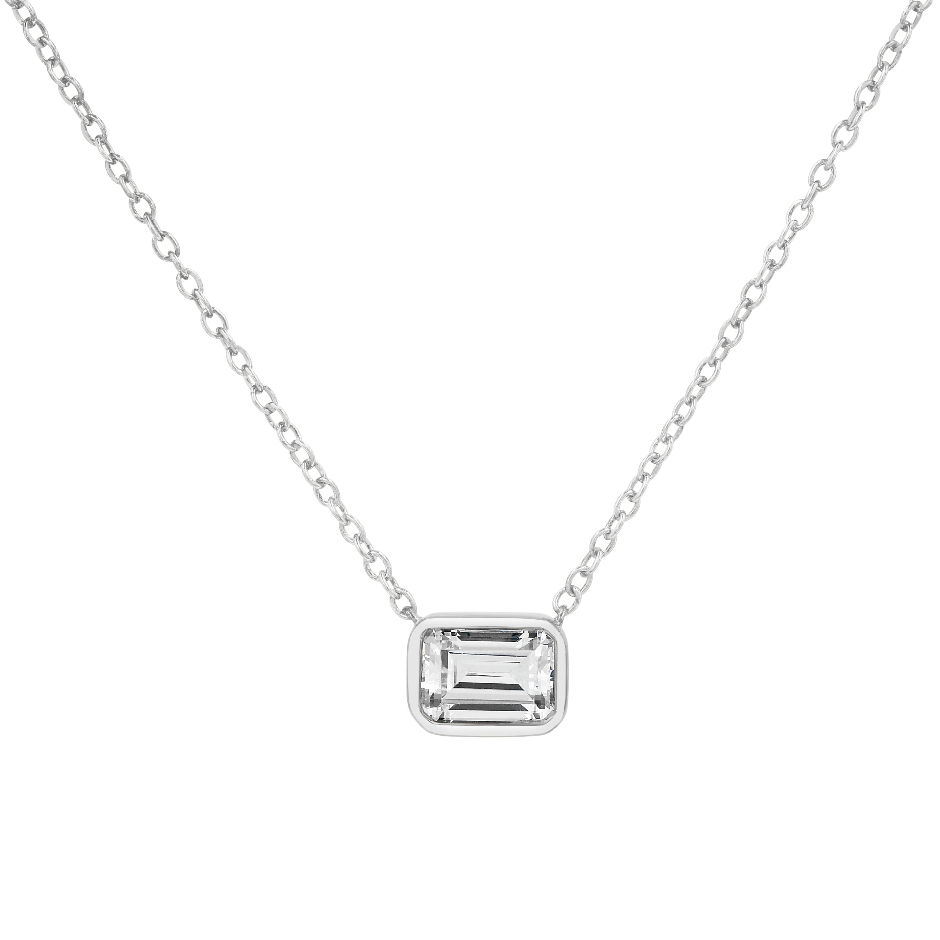 ◇Hei◇ thin bezel cubic necklace [正規品/関税込] Lab Grown Diamond Princess Cut Bezel Necklace 14K – Adina Eden