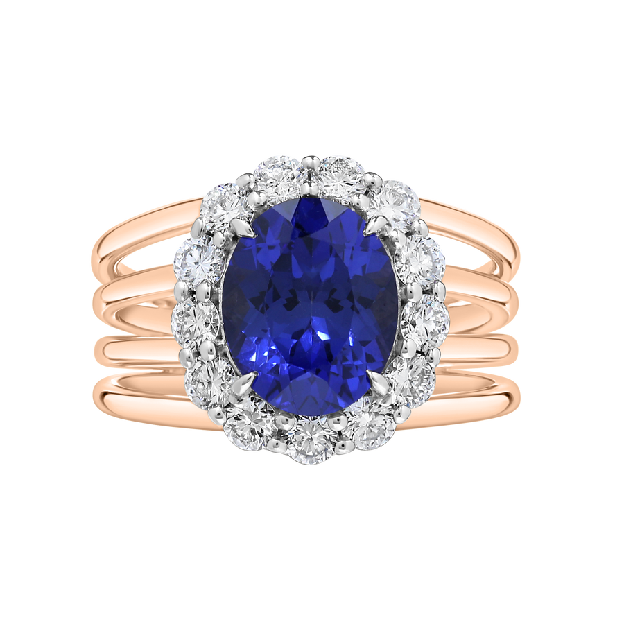 Imatra Four Band Sapphire and Diamond Ring Rose Gold