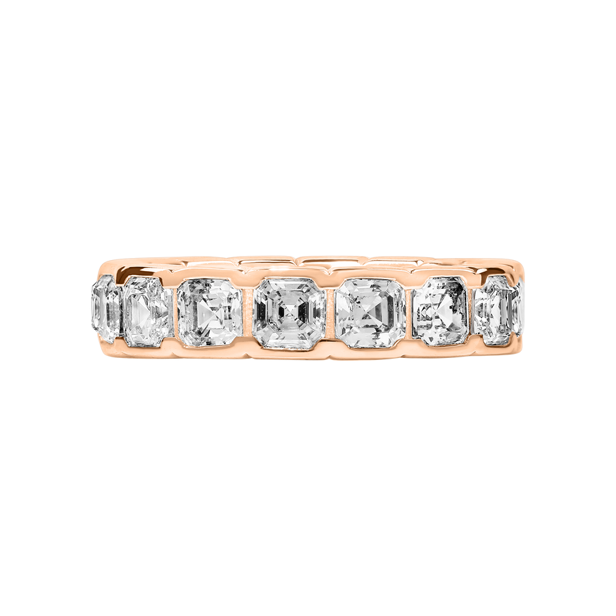 Czech Asscher Diamond Eternity Band Rose Gold