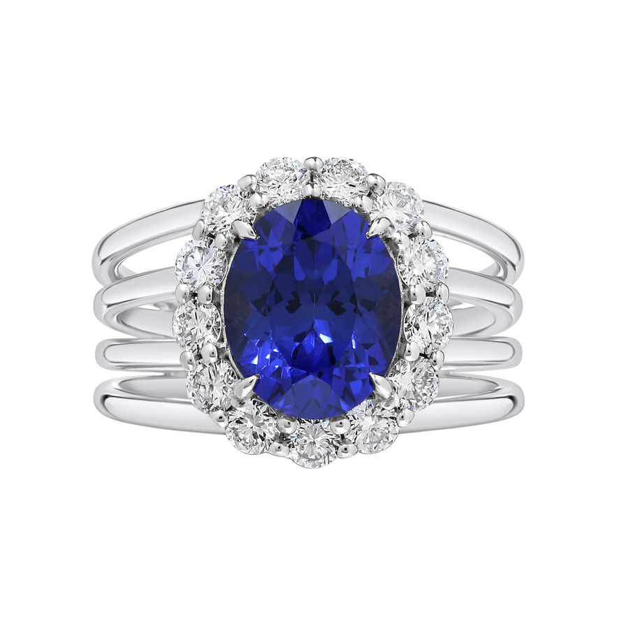 Imatra Four Band Sapphire and Diamond Ring White Gold