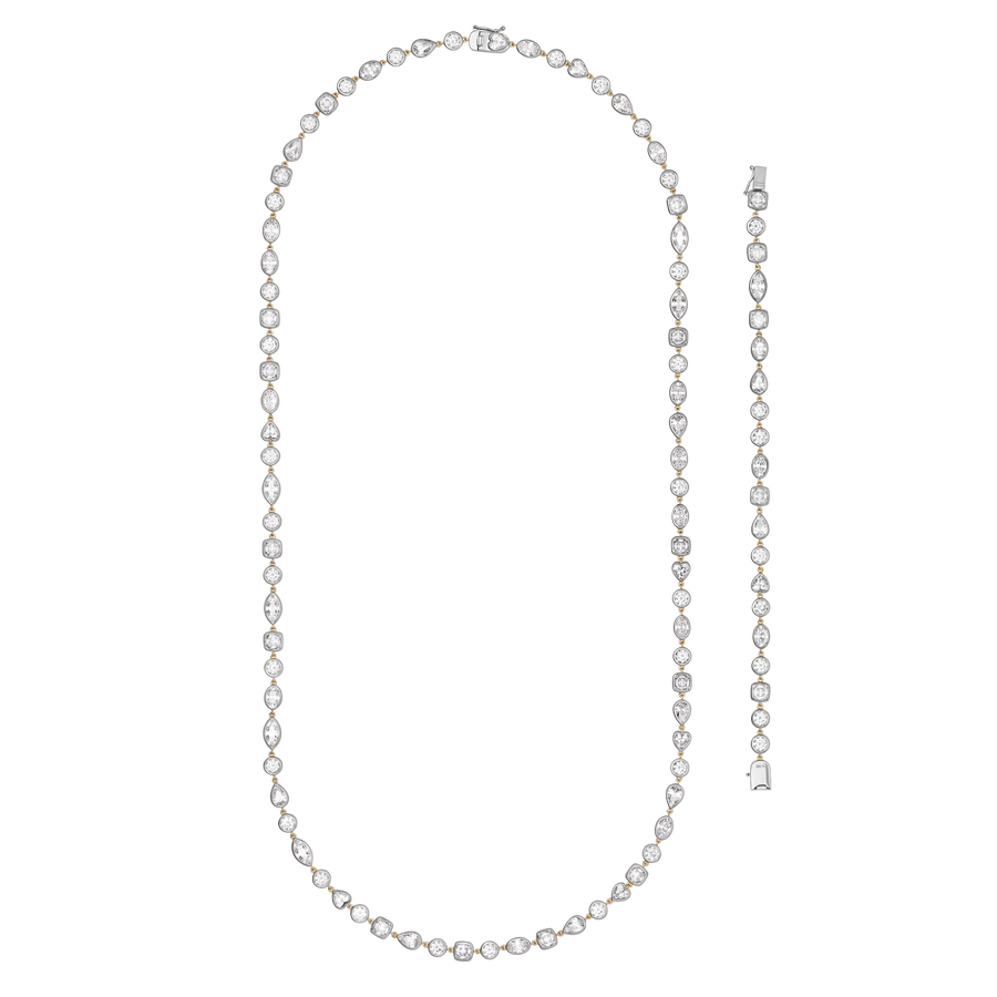 Ravello Mixed Cut Bezel Diamond Necklace and Bracelet