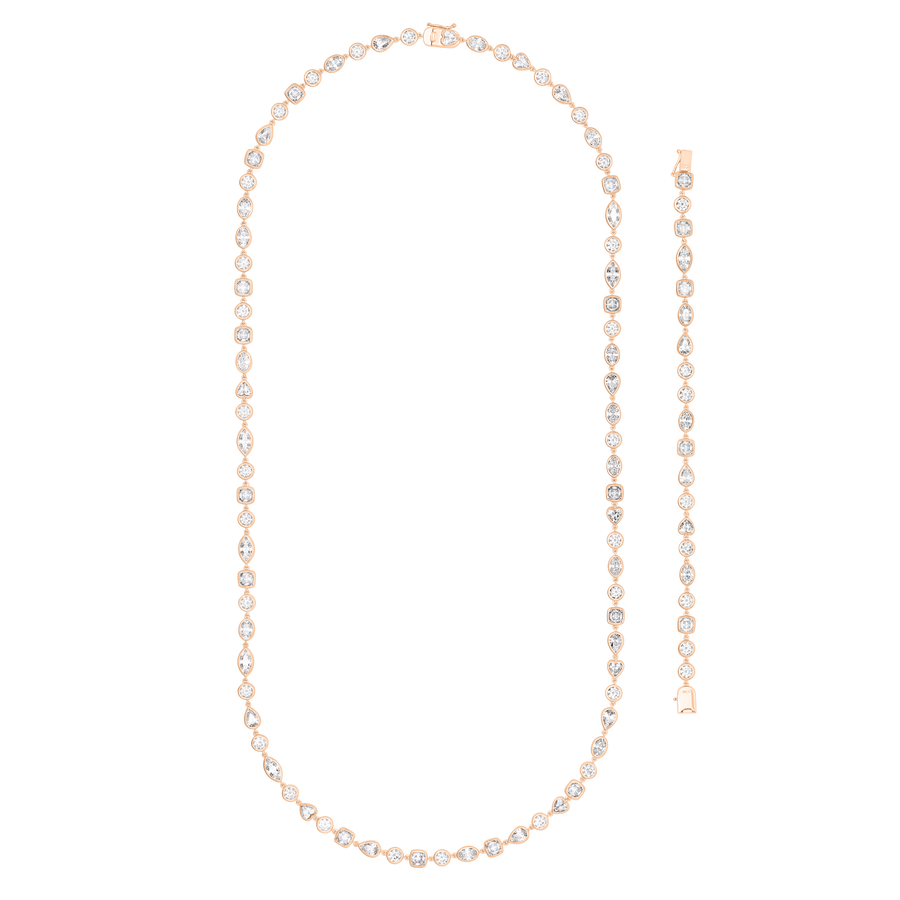 Ravello Mixed Cut Bezel Diamond Necklace and Bracelet