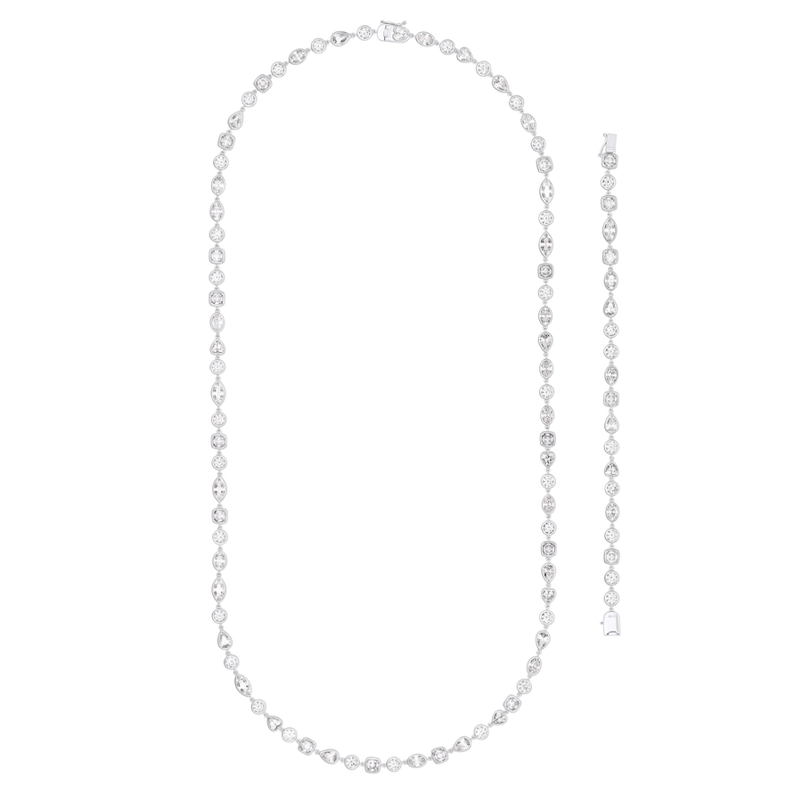 Ravello Mixed Cut Bezel Diamond Necklace and Bracelet