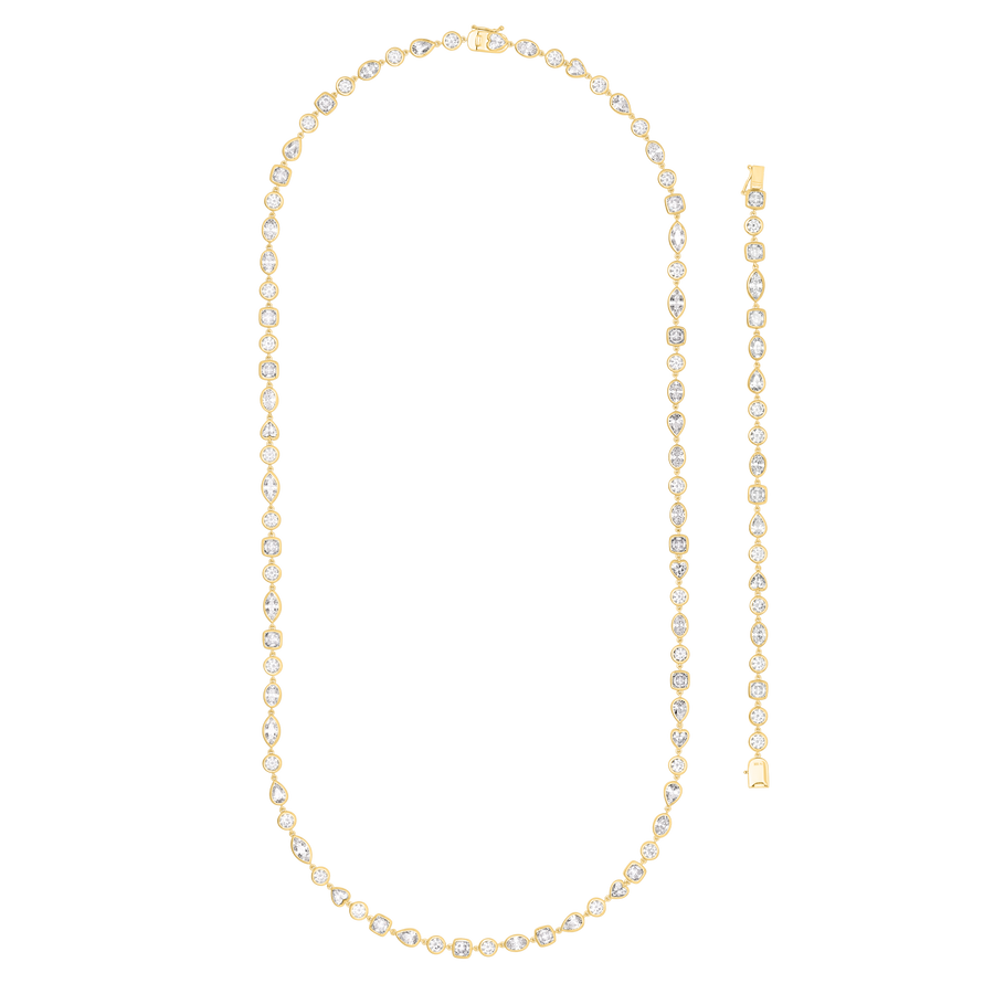 Ravello Mixed Cut Bezel Diamond Necklace and Bracelet
