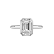 Tahiti Emerald-Cut Bezel Ring white gold platinum