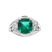 Bogotá Green Emerald Ring with Diamond Side Stones