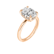 Ecuador Oval Diamond Ring with Hidden Halo Rose Gold