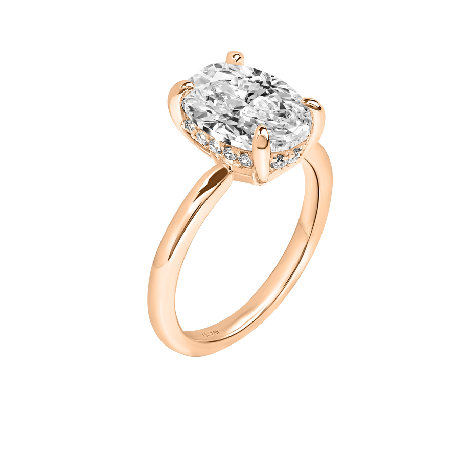 Ecuador Oval Diamond Ring with Hidden Halo Rose Gold