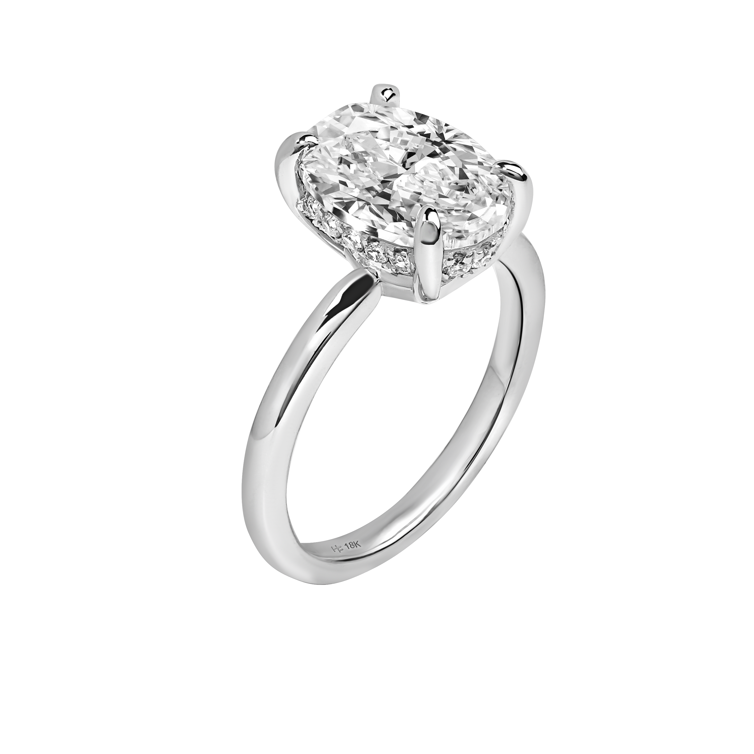 Ecuador Oval Diamond Ring with Hidden Halo - Platinum