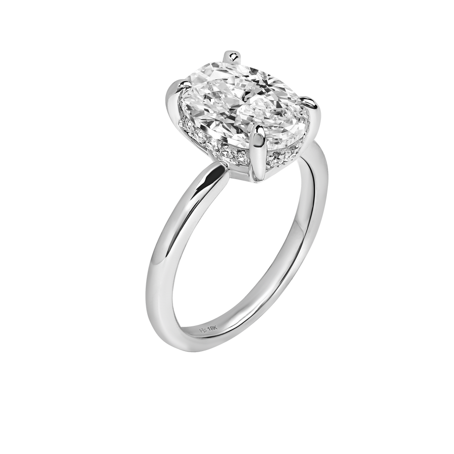 Ecuador Oval Diamond Ring with Hidden Halo - Platinum