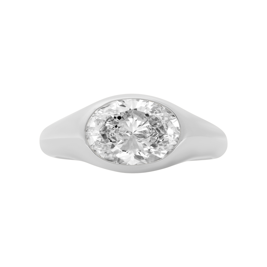 Vienna Oval Diamond Signet Ring