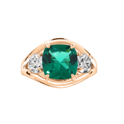 Bogotá Green Emerald Ring with Diamond Side Stones Rose Gold