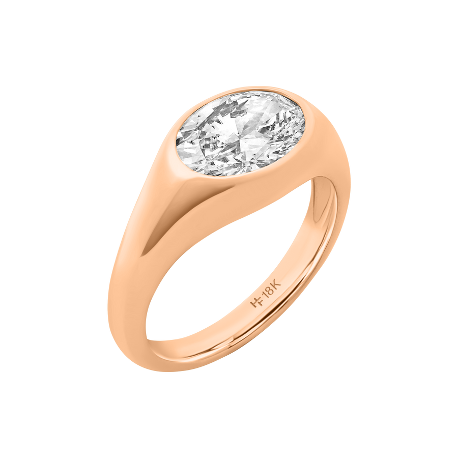 Vienna Oval Diamond Signet Ring