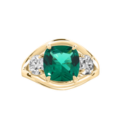 Bogotá Green Emerald Ring with Diamond Side Stones