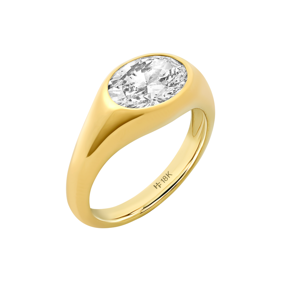 Vienna Oval Diamond Signet Ring
