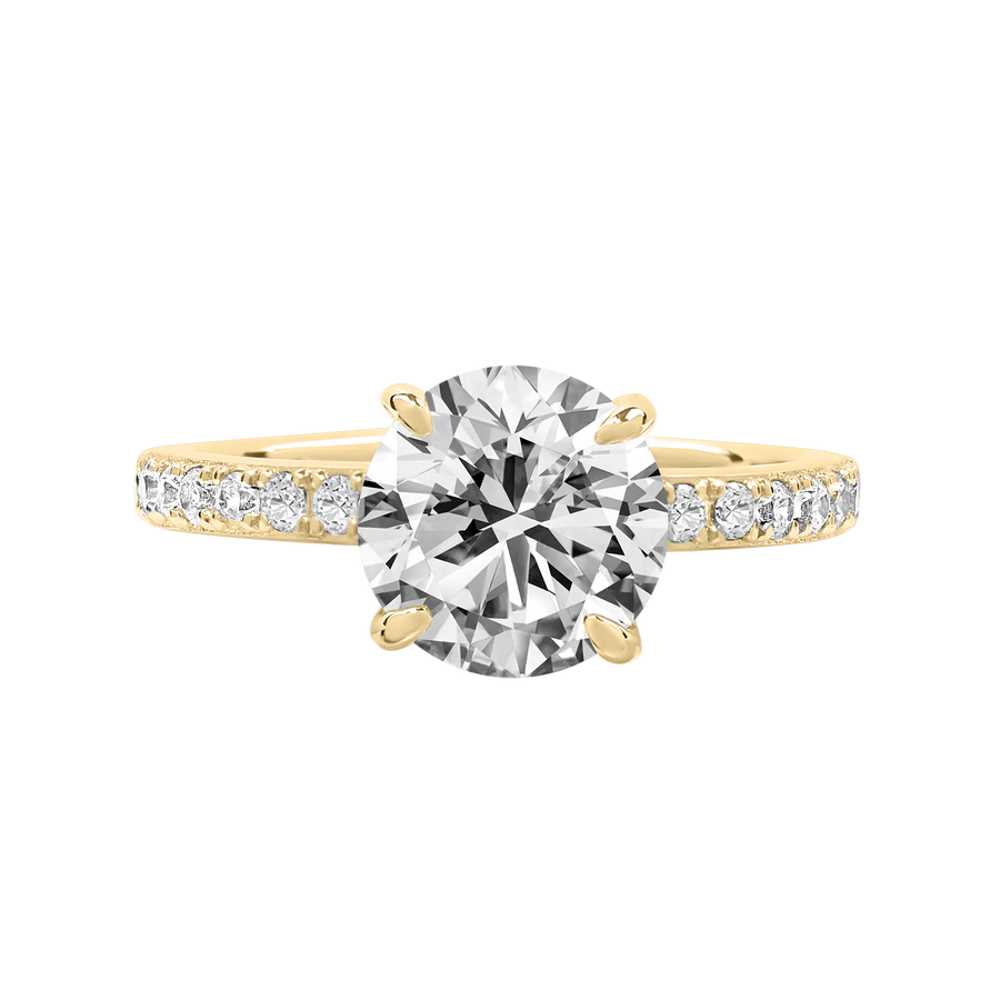 Kosovo Round Diamond Ring with Pavé Band yellow gold