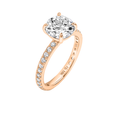 Kosovo Round Diamond Ring with Pavé Band Gold Rose