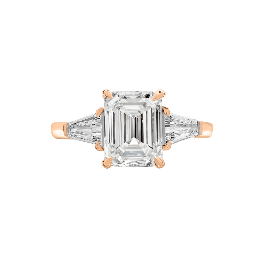 Fez Emerald-Cut Diamond Ring with Tapered Baguette side-stones