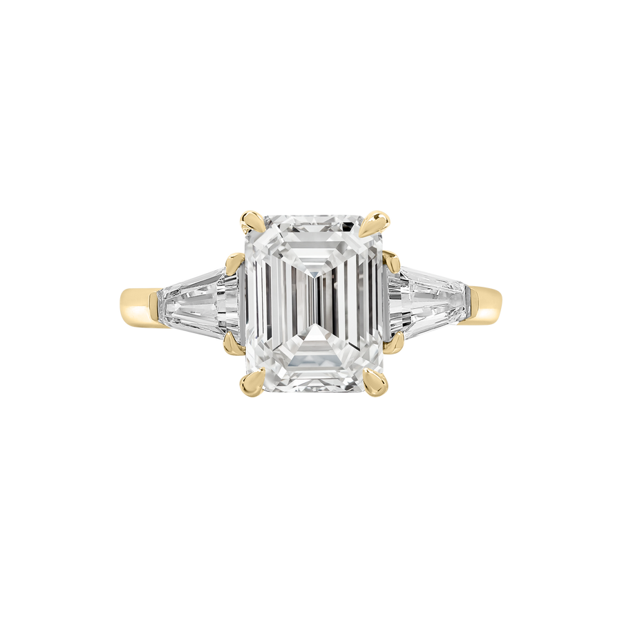 Fez Emerald-Cut Dimaond Ring with Tapered Baguette side-stones