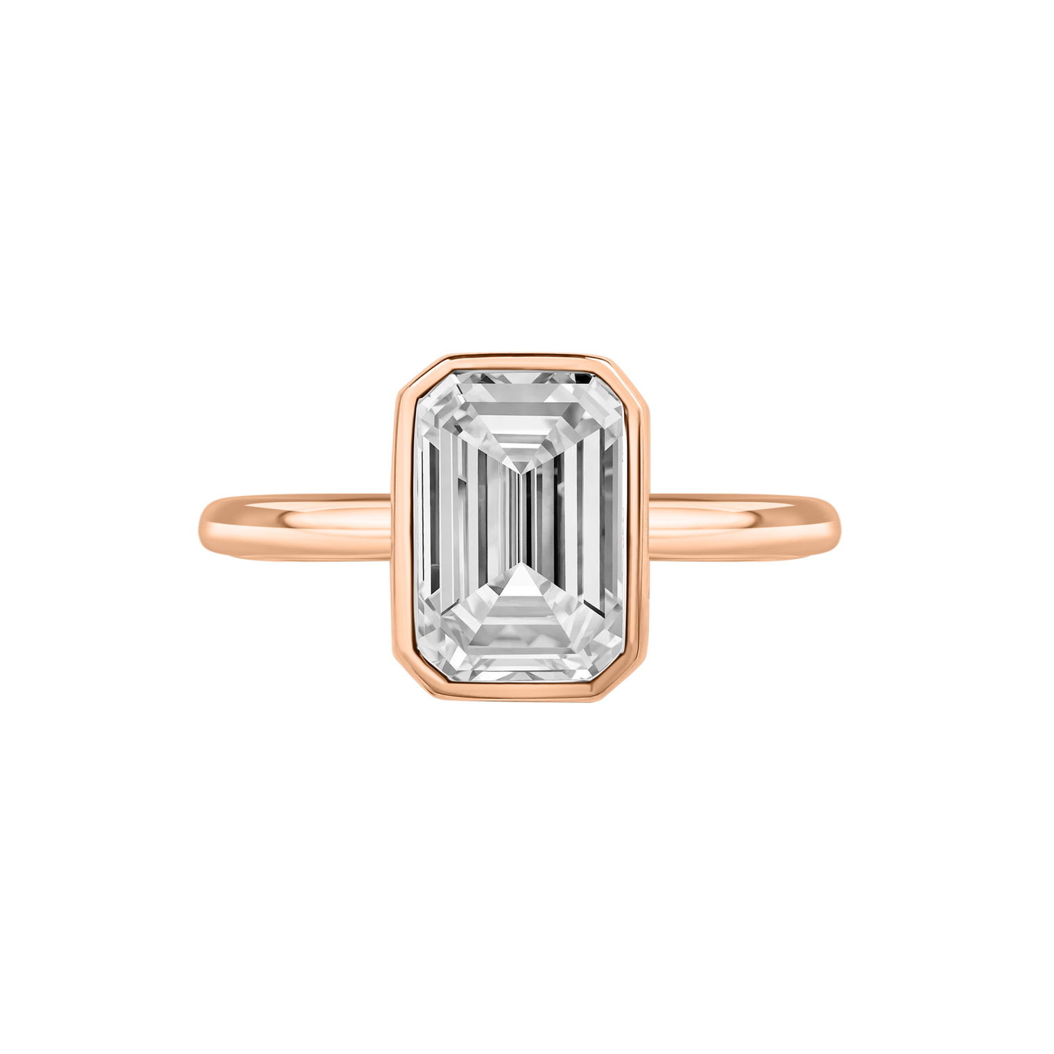 Tahiti Emerald-Cut Bezel Ring rose gold