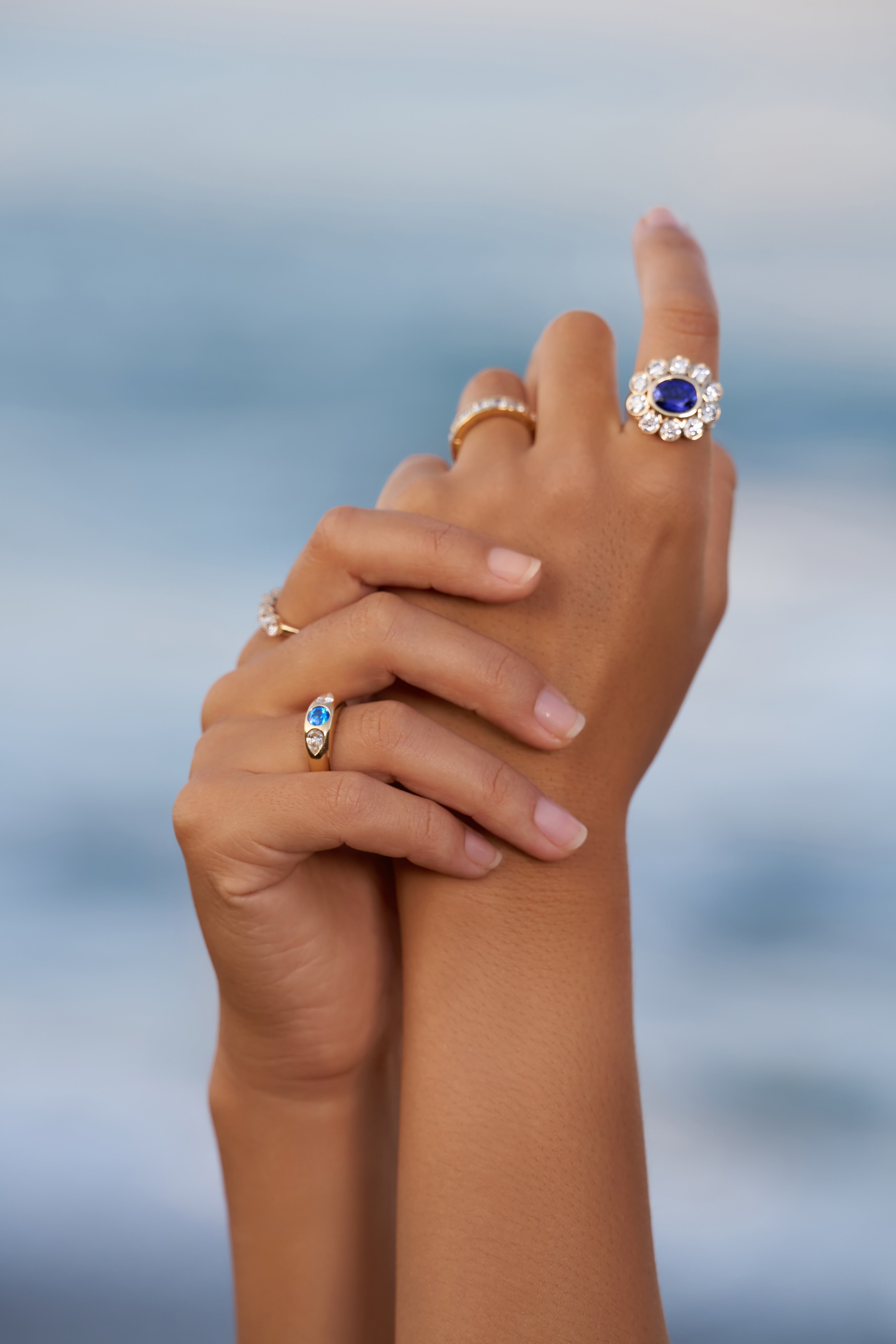 Marseille Sapphire and Diamond Flower Ring
