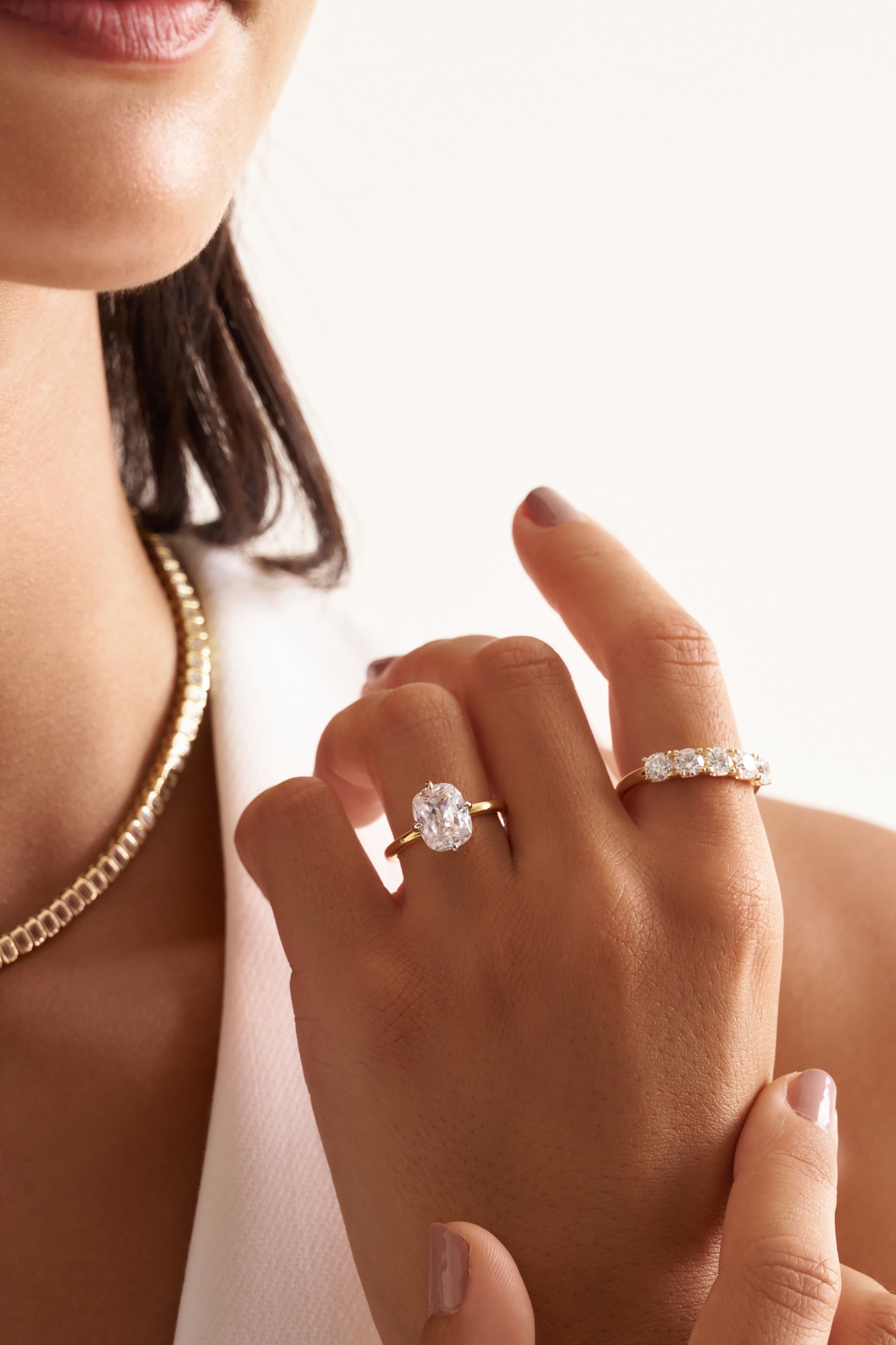 Mauritius Elongated Cushion Diamond Ring