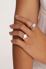 Fez Emerald-Cut Diamond Ring with Tapered Baguette side-stones