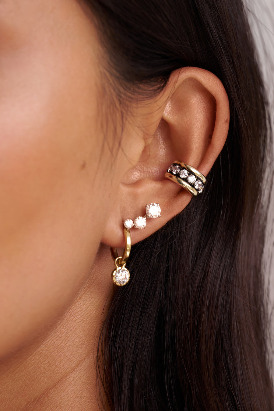 Antibes Diamond and Rhodium Plated Ear Cuff