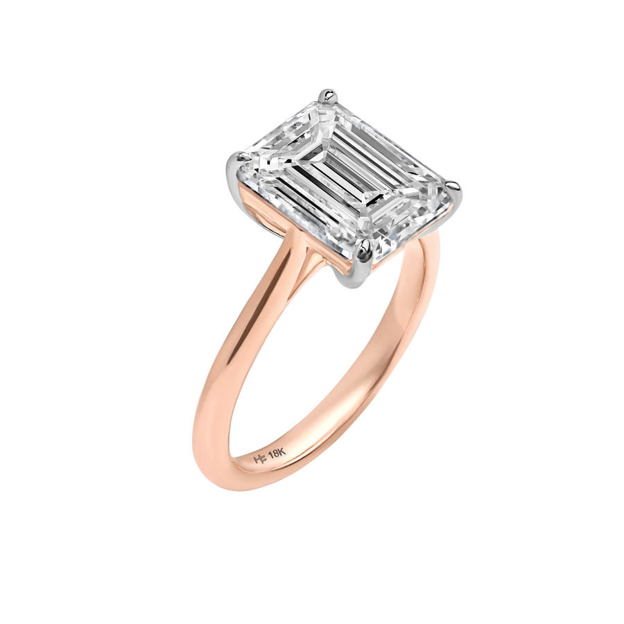 Safi Emerald-Cut Diamond Ring Rose Gold