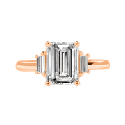 Puerto Rico Emerald-Cut Diamond with Trapezoid Side Stones Ring rose gold