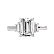 Puerto Rico Emerald-Cut Diamond with Trapezoid Side Stones Ring white gold platinum