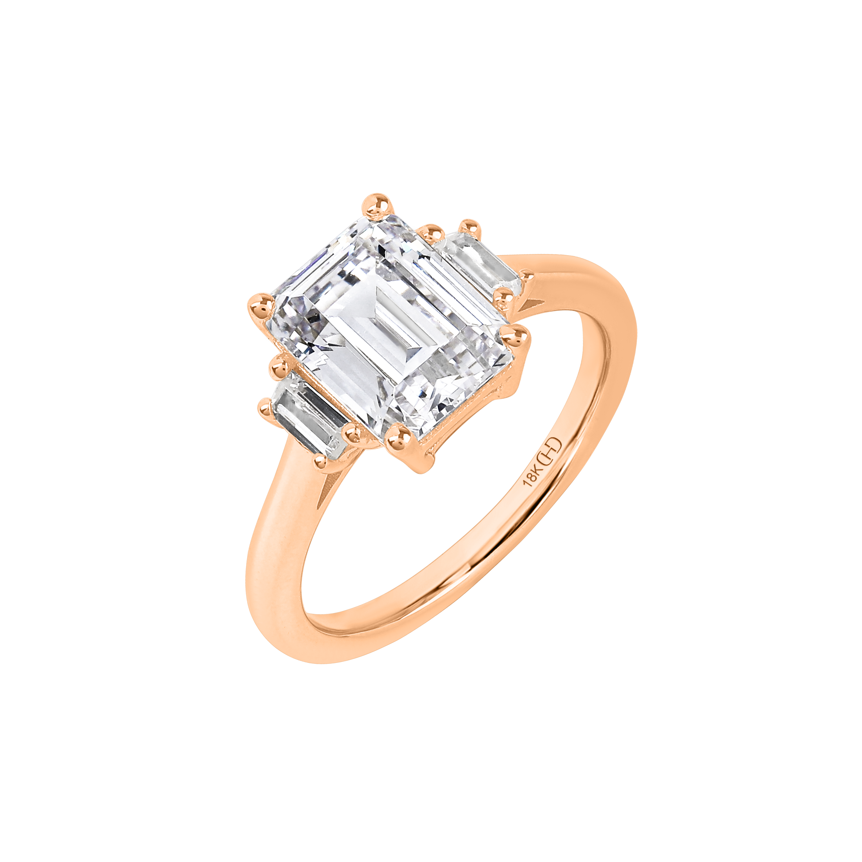 Puerto Rico Emerald-Cut Diamond with Trapezoid Side Stones Ring