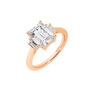 Puerto Rico Emerald-Cut Diamond with Trapezoid Side Stones Ring