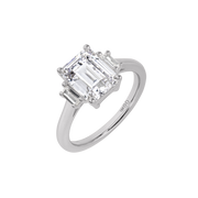 Puerto Rico Emerald-Cut Diamond with Trapezoid Side Stones Ring