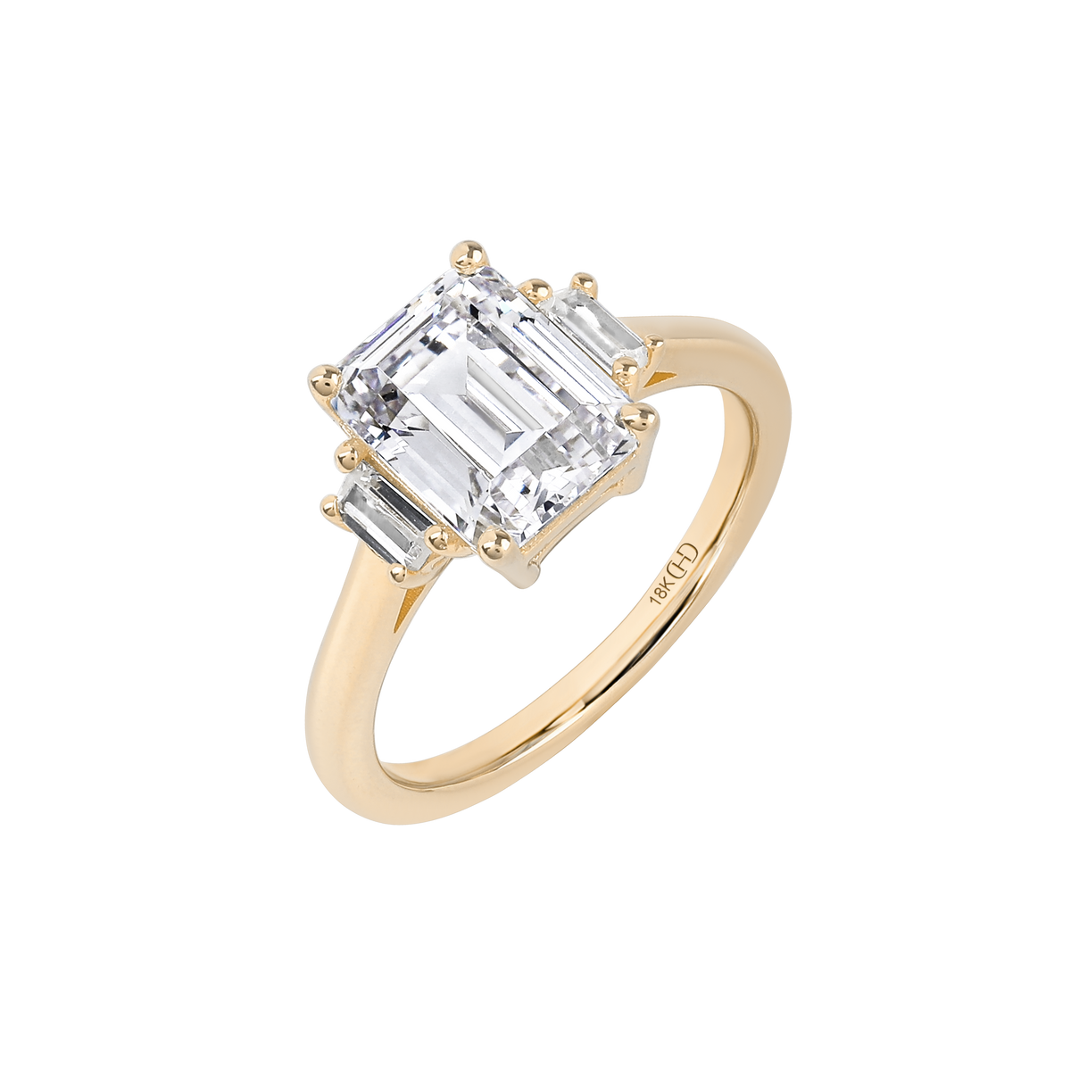 Puerto Rico Rings Puerto Rico Emerald-Cut Diamond with Trapezoid Side Stones Ring ...