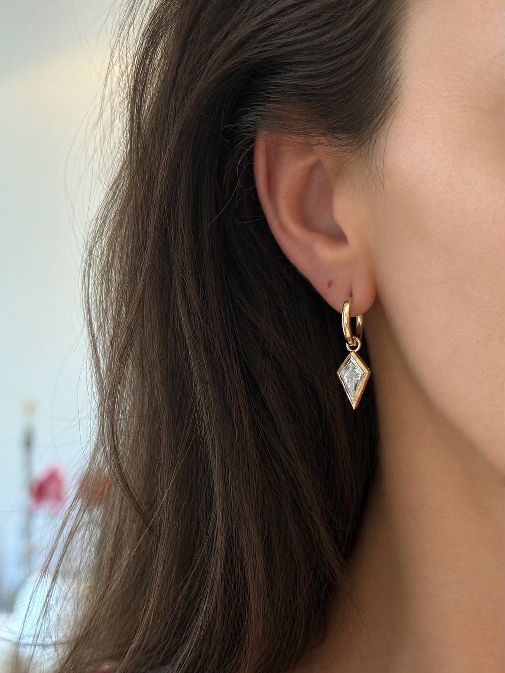 Amsterdam Two-Tone Kite Diamond Bezel Earrings