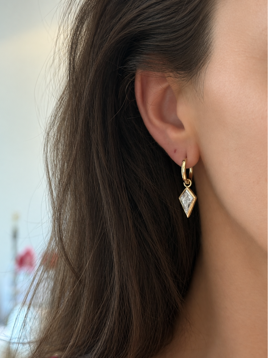 Amsterdam Two-Tone Kite Diamond Bezel Earrings