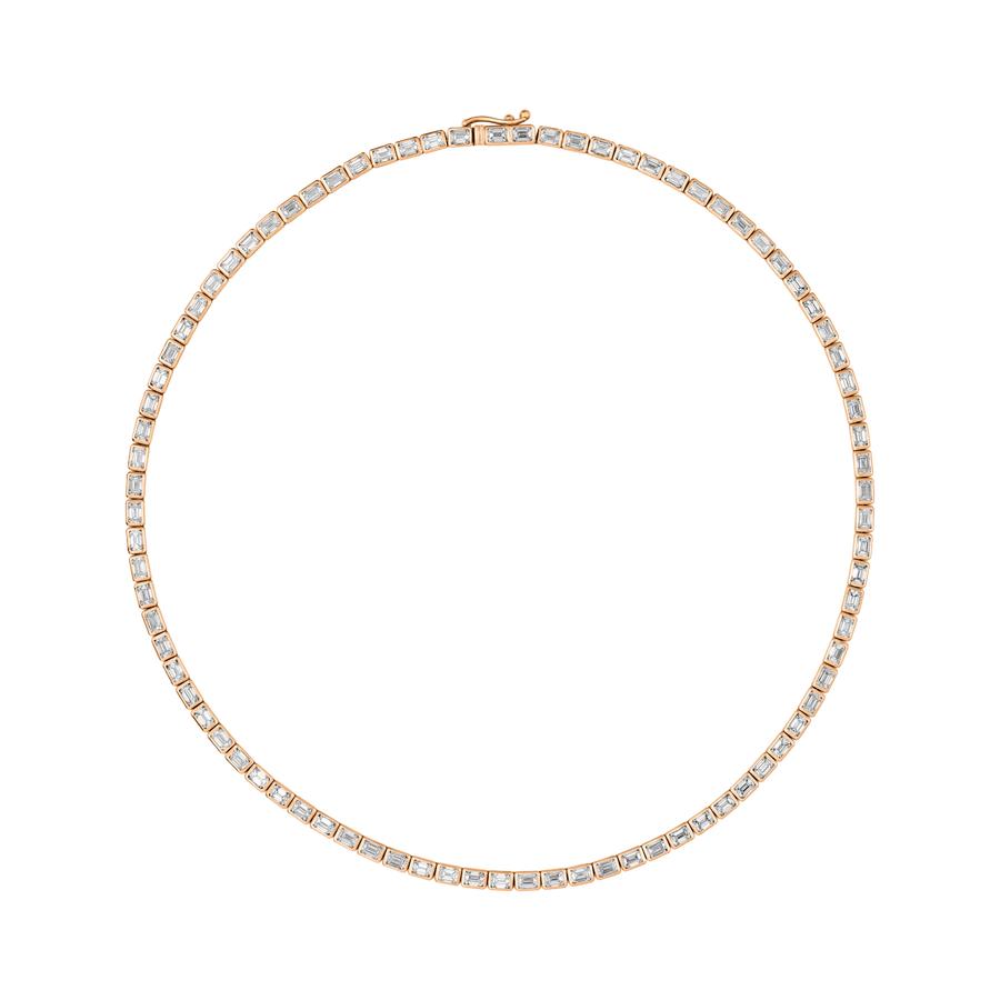 Ginza Emerald-Cut East West Tennis Necklace rose gold