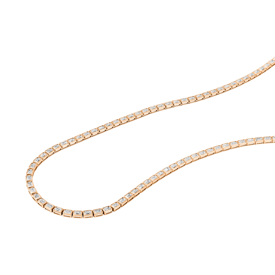 Ginza Emerald-Cut East West Tennis Necklace rose gold