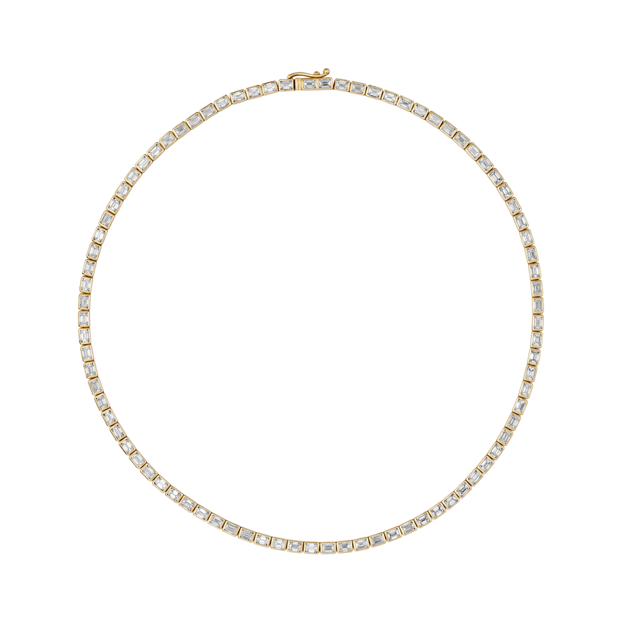 Ginza Emerald-Cut East West Tennis Necklace yellow gold