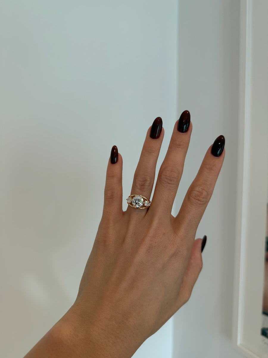 Rio Round and Pear Side Stone Ring