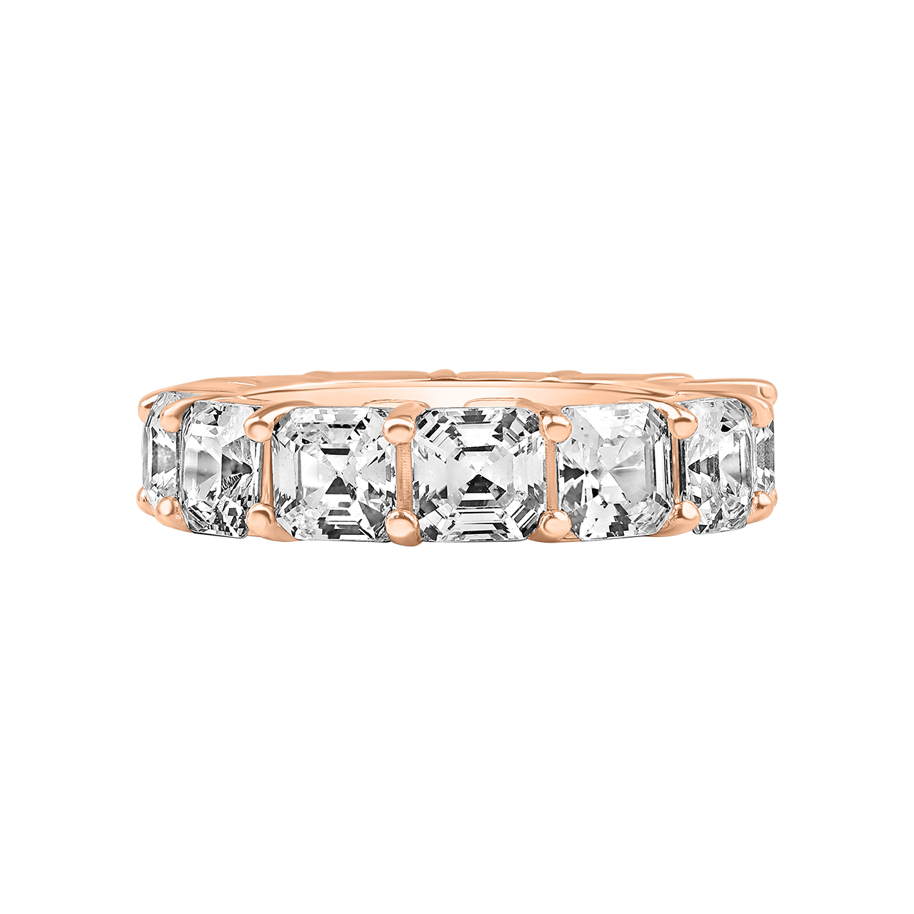 Rose Gold ring with emerald-cut diamonds