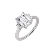 Puerto Rico Emerald-Cut Diamond with Trapezoid Side Stones Ring