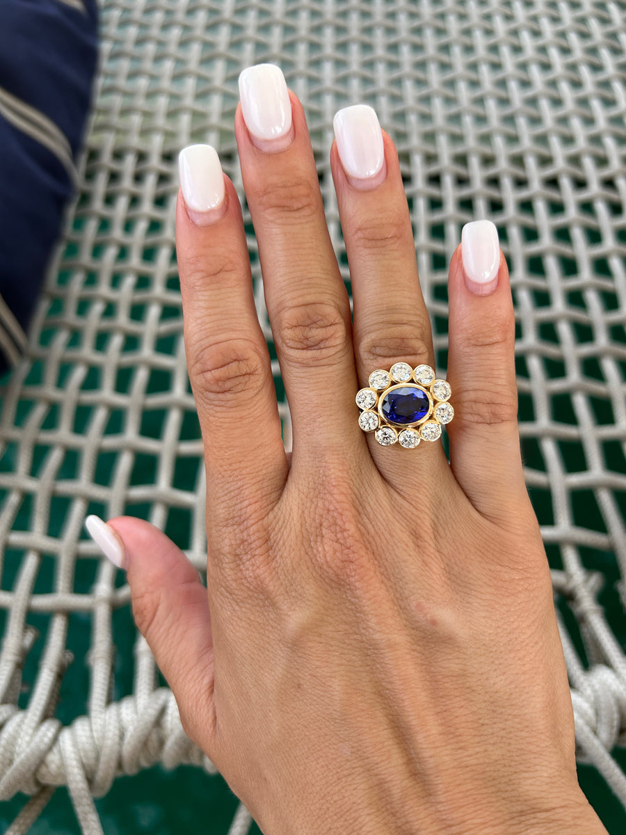 Marseille Sapphire and Diamond Flower Ring