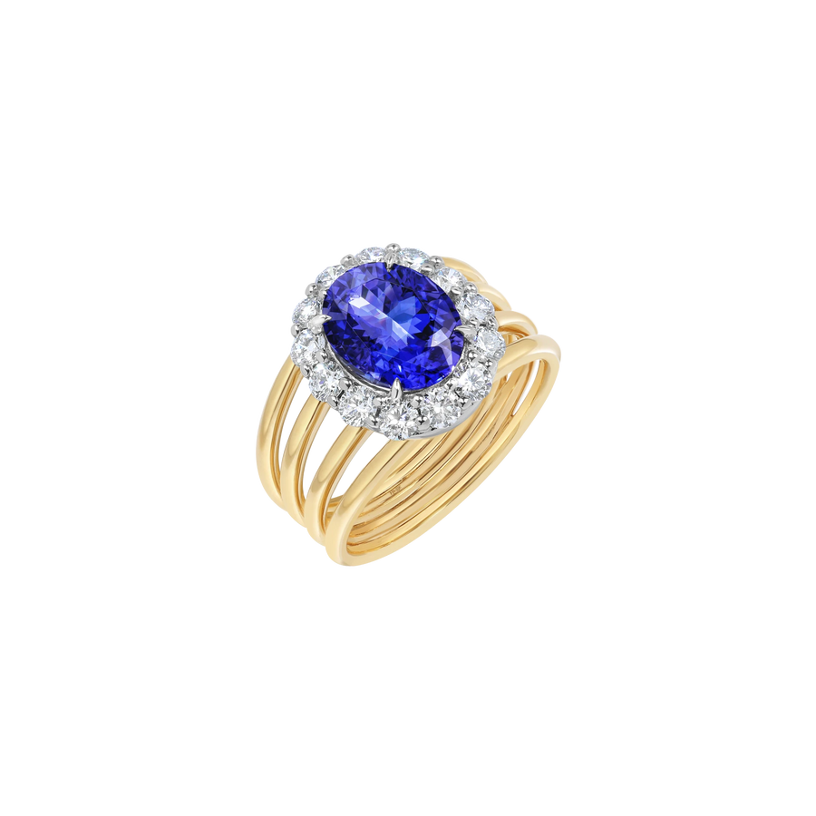 IMATRA FOUR BAND SAPPHIRE AND DIAMOND RING