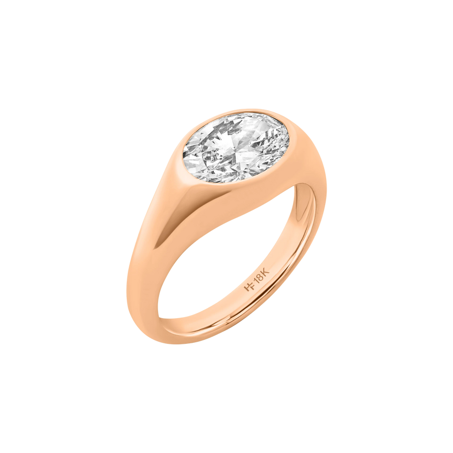 Vienna Oval Diamond Signet Ring