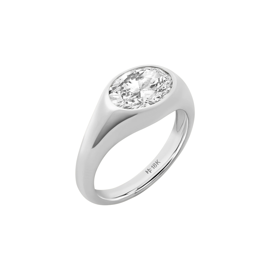 Vienna Oval Diamond Signet Ring