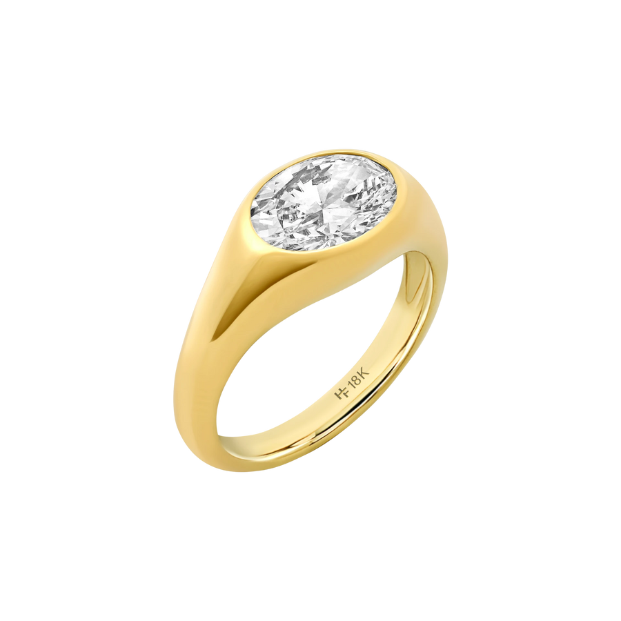 Vienna Oval Diamond Signet Ring