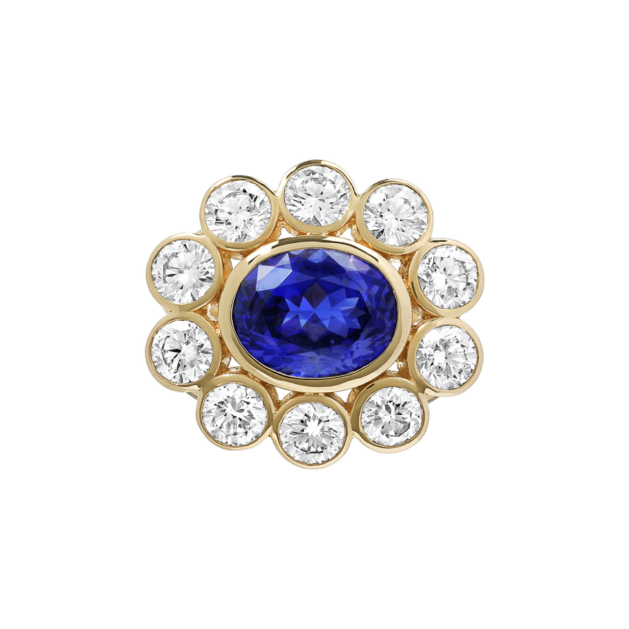 Marseille Sapphire and Diamond Flower Ring yellow gold